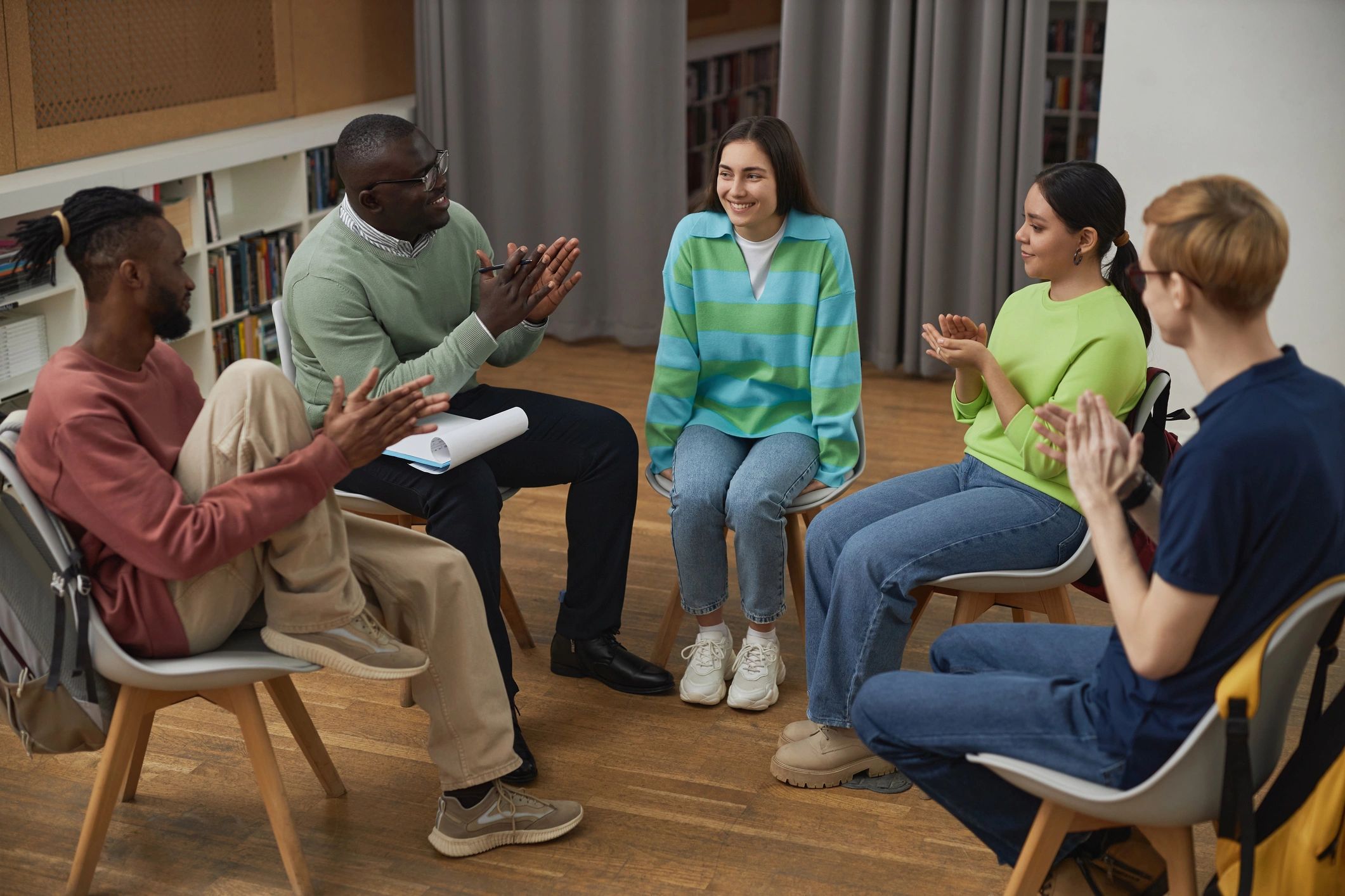 Supportive volunteer group gathered together